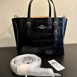 Croc Mollie Tote Bag 25 in Black w/ Silver Hardware